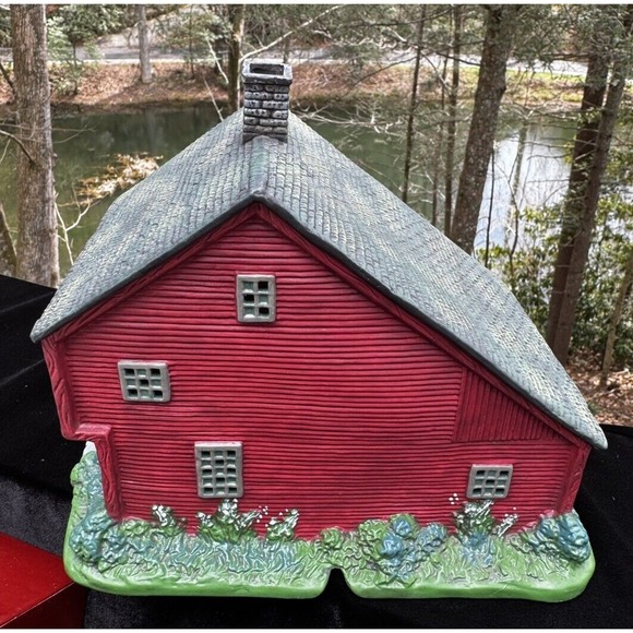 Vintage Old Stonigan 20010203 Lang & Wise Red Saltbox Porcelain House & Mailbox - Picture 8 of 12